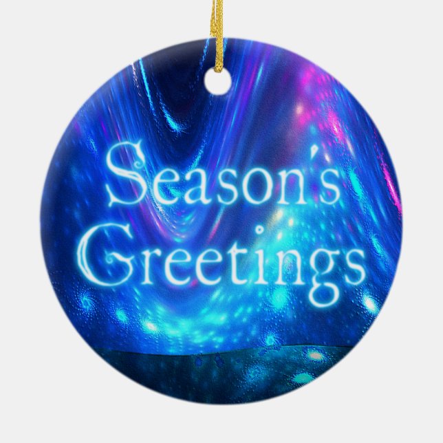 Season's Greetings - Qaanaaq - Northern Lights Ceramic Ornament (Back)