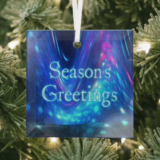 Season's Greetings - Qaanaaq - Northern Lights Glass Ornament (Insitu)