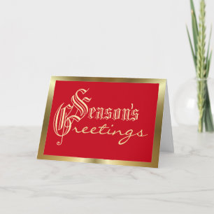 Seasons greetings red and gold Christmas Holiday Card