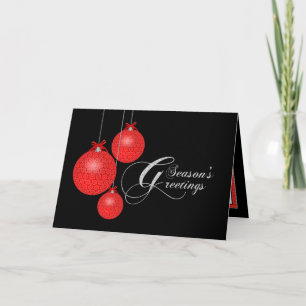 Season's Greetings Red Lace Ornaments Holiday Card
