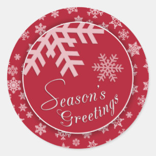 Season's Greetings Red Snowflake Sticker