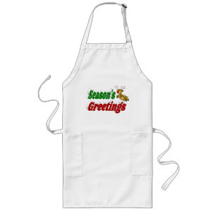 Seasons Greetings Reindeer Christmas typography Long Apron