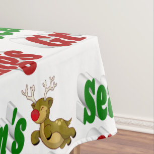 Seasons Greetings Reindeer Christmas typography Tablecloth