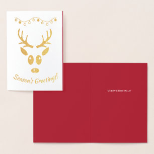 Seasons Greetings Reindeer Red Your Words Foil Car Card