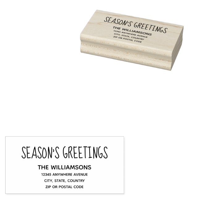 Season's Greetings Return Address #2 Rubber Stamp (Stamped)