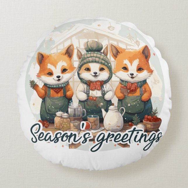 Season's greetings round pillow (Front)