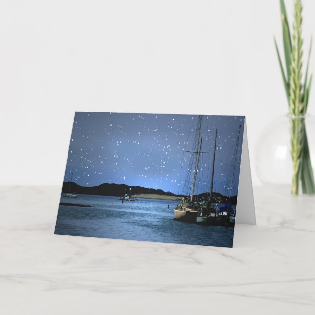 Season's Greetings Sailboats in Snow Cards (Front)