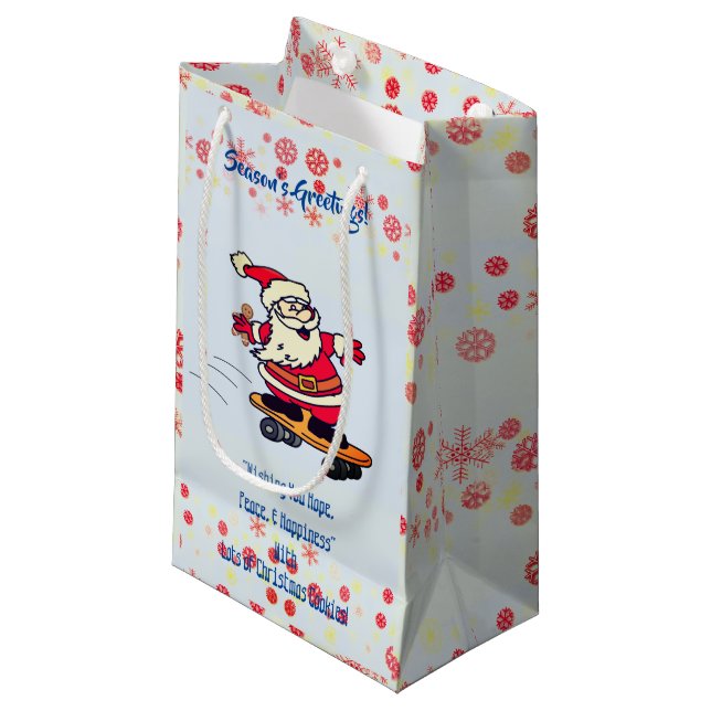 Season's Greetings Santa Small Gift Bag (Front Angled)