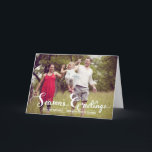 Season's Greetings Script Holiday Photo Card<br><div class="desc">Customizable holiday card featuring whimsical and snowflakes. Similar items are available in my store.</div>