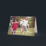 Season's Greetings Script Holiday Photo Card<br><div class="desc">Customizable holiday card featuring whimsical and snowflakes. Similar items are available in my store.</div>
