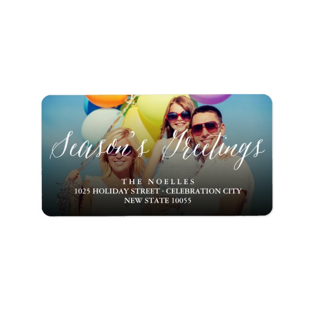 Season's Greetings Script Photo Return Address Label (Front)