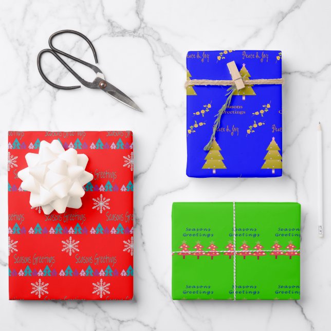 Seasons Greetings Sheets Wrapping Paper  (Front)