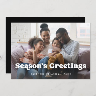 Season's Greetings   Simple Boho Photo Overlay Holiday Card