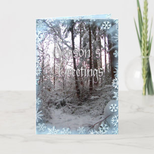 SEASON'S GREETINGS SNOW SCENE by SHARON SHARPE Holiday Card