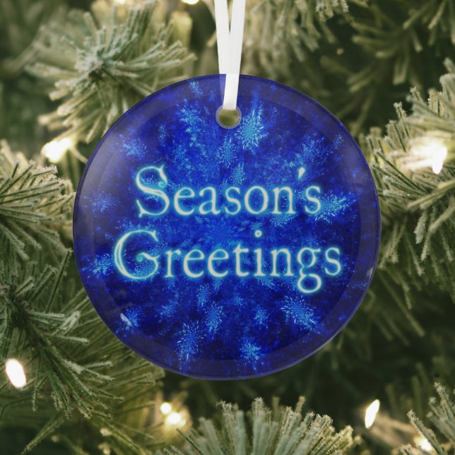 Season's Greetings - Snowburst Snowflake Glass Ornament (Insitu)