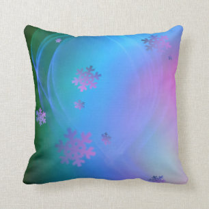 Season's Greetings Snowflake and Holiday Swirl Throw Pillow