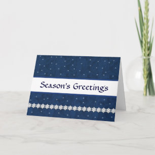 SEASON'S GREETINGS Snowflakes BLUE Background Holiday Card