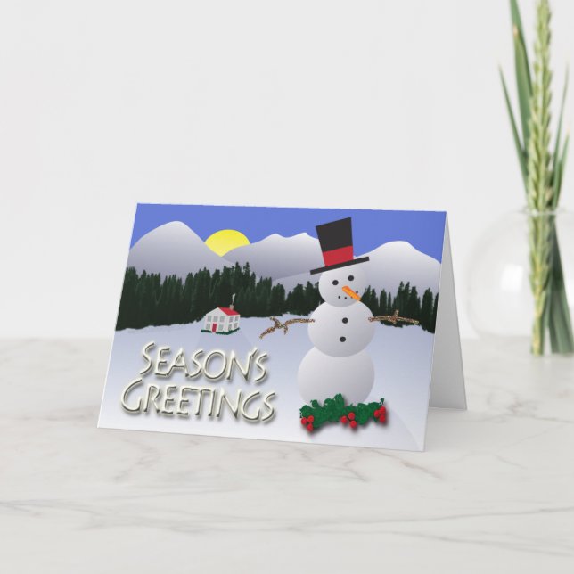 Season's Greetings Snowman Holiday Card (Front)
