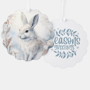 Season's Greetings Snowshoe Rabbit Ornament Card