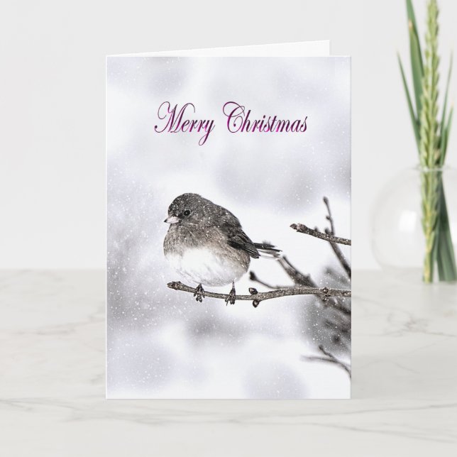 Season's Greetings  - Snowy Scene - Sparrow Holiday Card (Front)