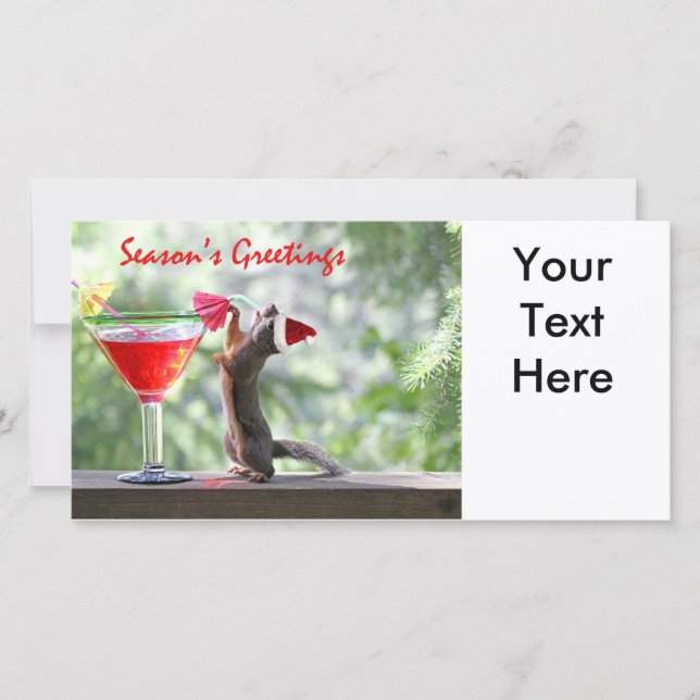Season's Greetings Squirrel Holiday Card (Front)