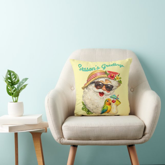 Season's Greetings - Summer Santa Throw Pillow (Chair)