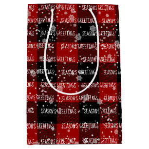 SEASON'S GREETINGS Text In Snowflakes Medium Gift Bag