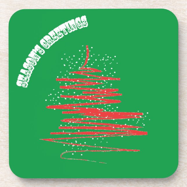 Season's Greetings Tree Snowflakes Coaster (Front)