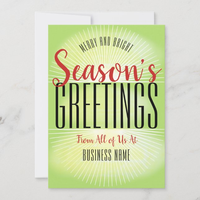 Season's Greetings Typography Corporate Business Holiday Card (Front)