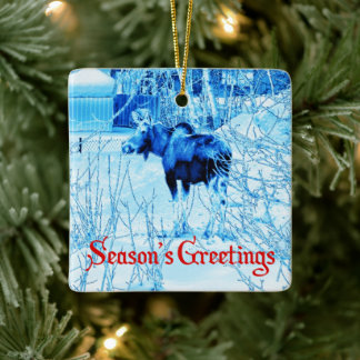 Season's Greetings - Urban Moose Ceramic Ornament