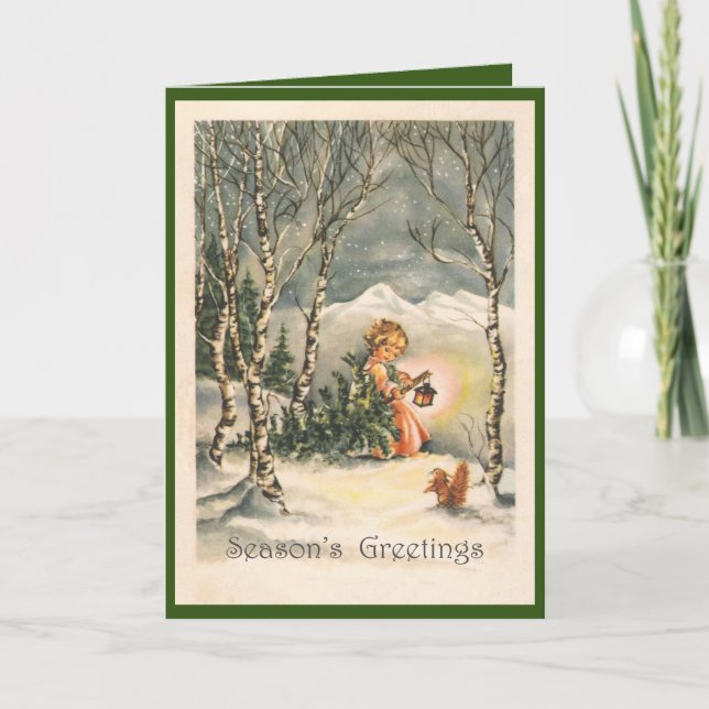 Season's Greetings Vintage Custom Greeting Card (Front)