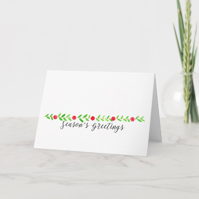 Season's Greetings , watercolor Christmas banner Holiday Card (Front)