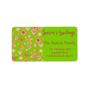 Season's Greetings watercolor gingerbread cookies Label