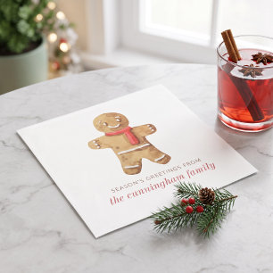 Season's Greetings Watercolor Gingerbread Man Napkin