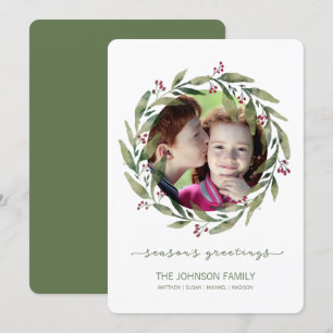 Seasons Greetings Watercolor Wreath Holiday