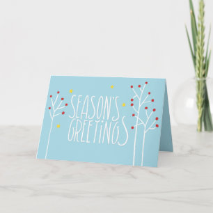 Seasons Greetings white blue Card