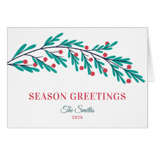Season's Greetings Winter Greenery Holiday Card
