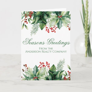 Seasons Greetings Winter Greenery Thank You Card