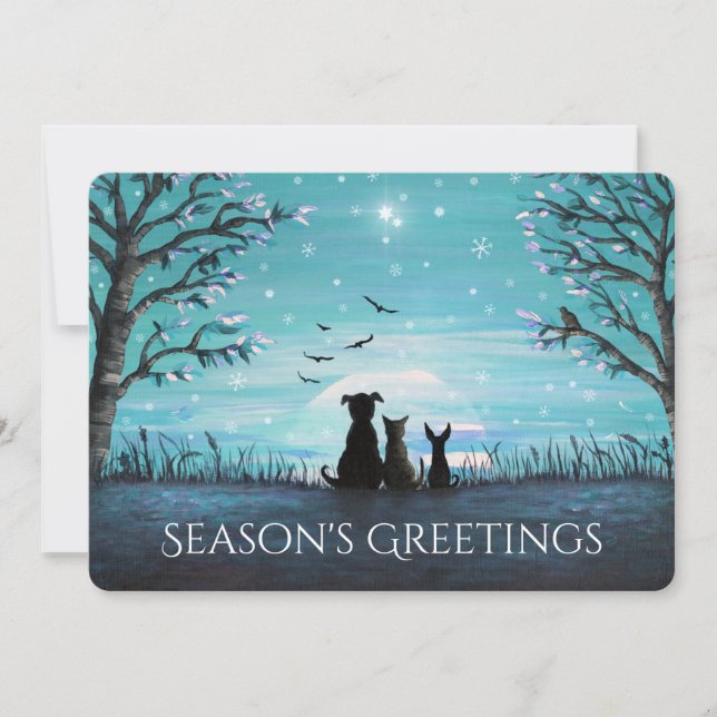 Season's Greetings Winter Sunset Personalize Holiday Card (Front)