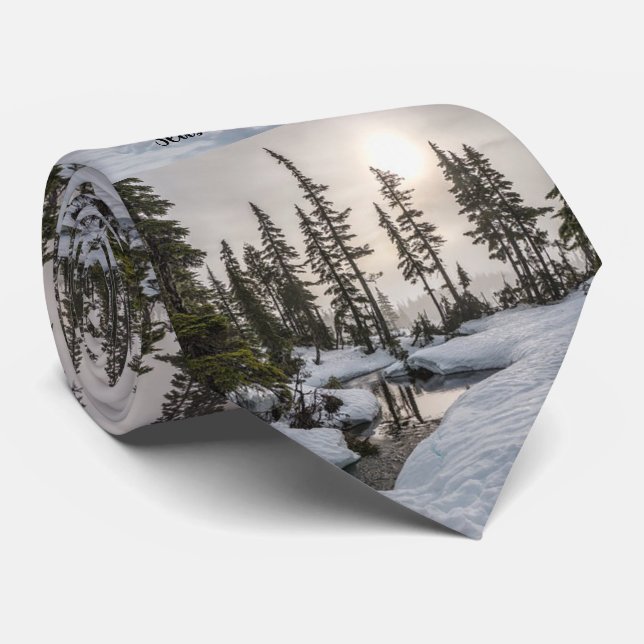 Seasons Greetings Winter Wonderland Christmas Tie (Rolled)