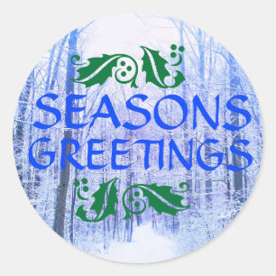 SEASONS GREETINGS WINTER WOODLAND STICKER