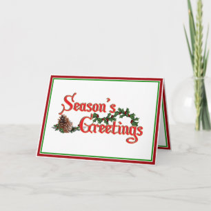 Season's Greetings with Pine Cones (for Business) Holiday Card