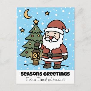 Seasons Greetings With Santa  Holiday Postcard