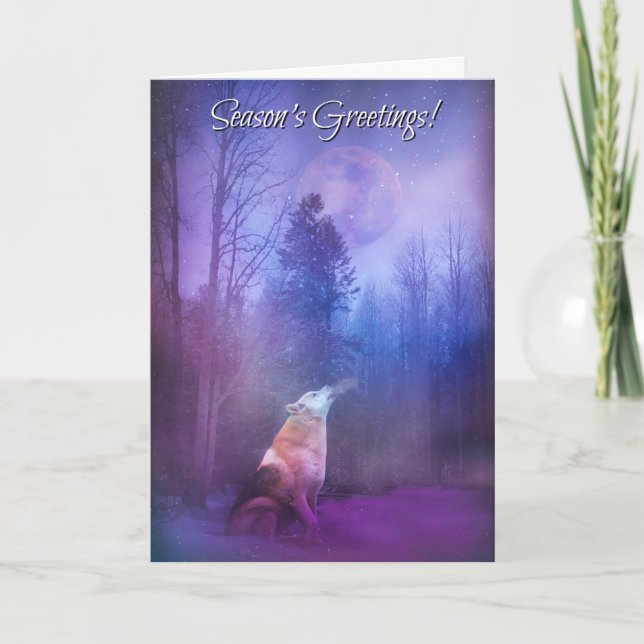 Season's Greetings Wolf in Snow Card (Front)