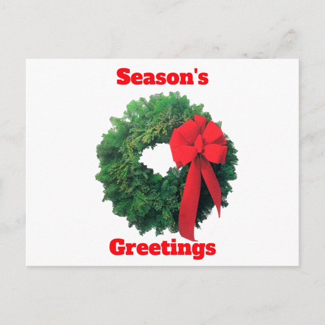 Season's Greetings Wreath Postcard (Front)