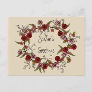 Season's Greetings Wreath Postcard