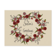 Season's Greetings Wreath Postcard