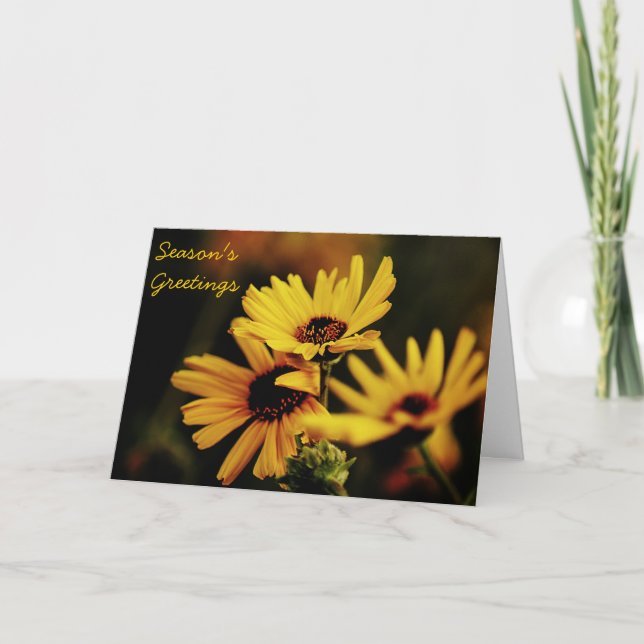 Season's Greetings Yellow Daisy Card (Front)