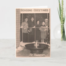 Season's Greetngs Vintage Family Photo