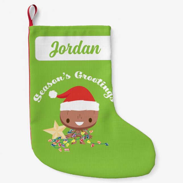 Season's Grootings Holiday Lights Groot Small Christmas Stocking (Front)